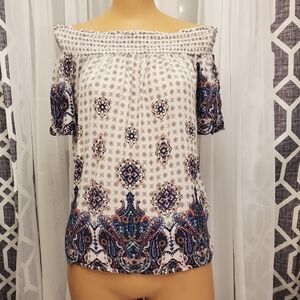 Charlotte Russe Off Shoulder Printed Top